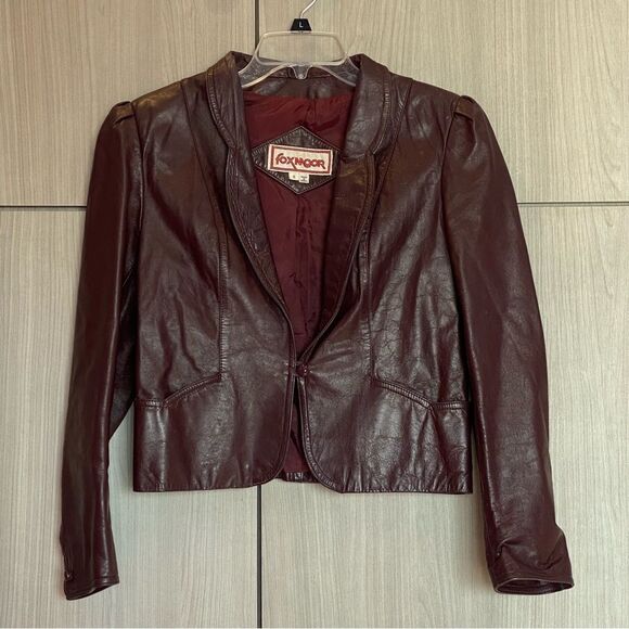 Foxmoor Retro 80s 70s Leather Jacket Blazer Coat Size 9 - Picture 1 of 15